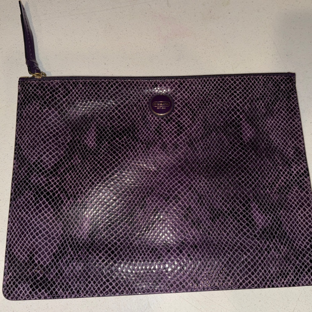 Purple Snakeskin Embossed Tech Pouch